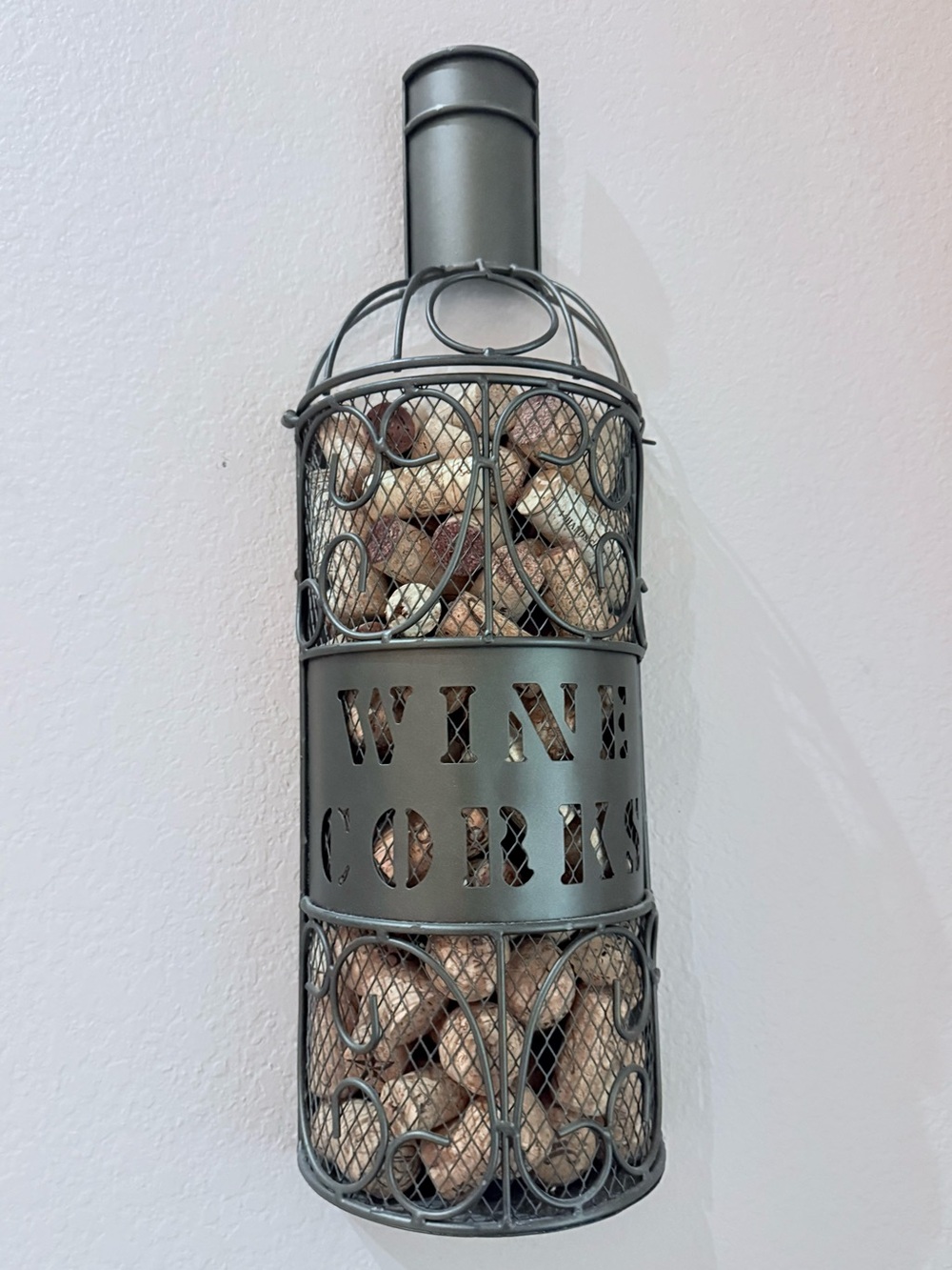 Epic Products WINE CORKS Metal Wine Bottle Shape Cork Cage Wall Hanging